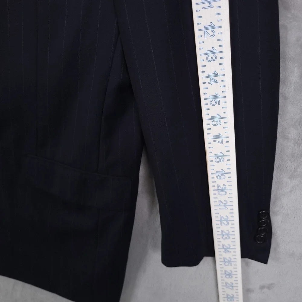 Hickey Freeman Blazer Mens Size 44R Loro Piana Tasmanian 130s Charcoal Pinstripe